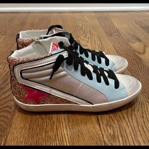 High top glitter sneakers